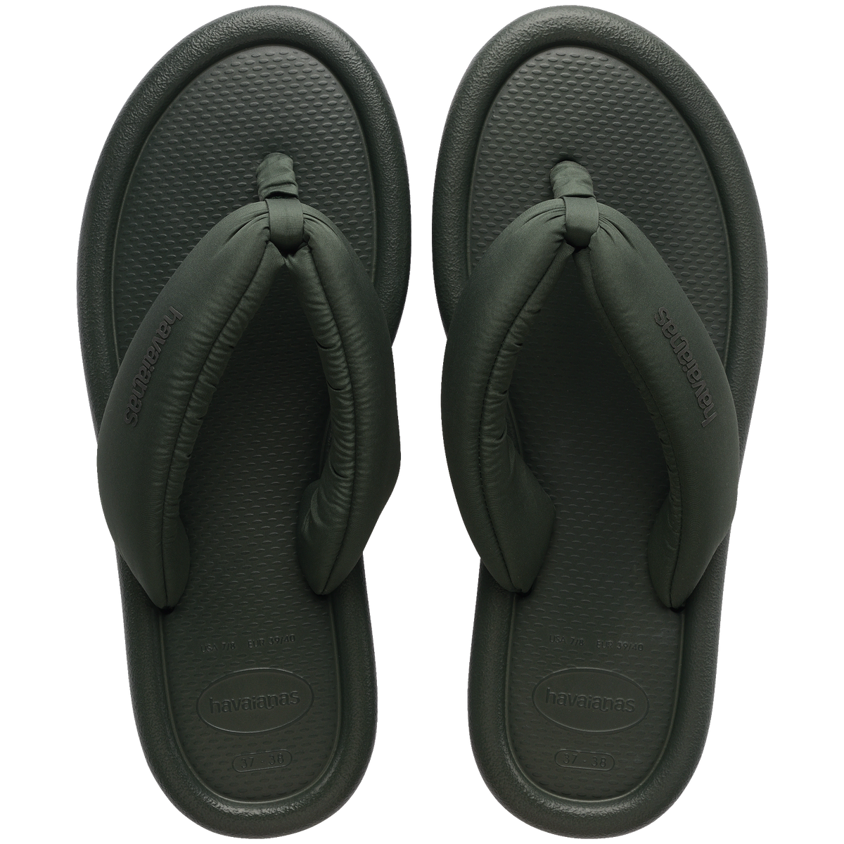 Women's Maxi Puffed Flip Flops - GREEN OLIVE