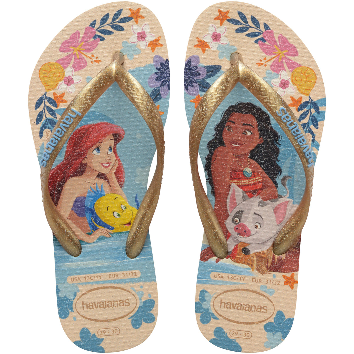 Kid's Slim Princess Flip Flops - BEIGE STRAW/BEIGE STRAW
