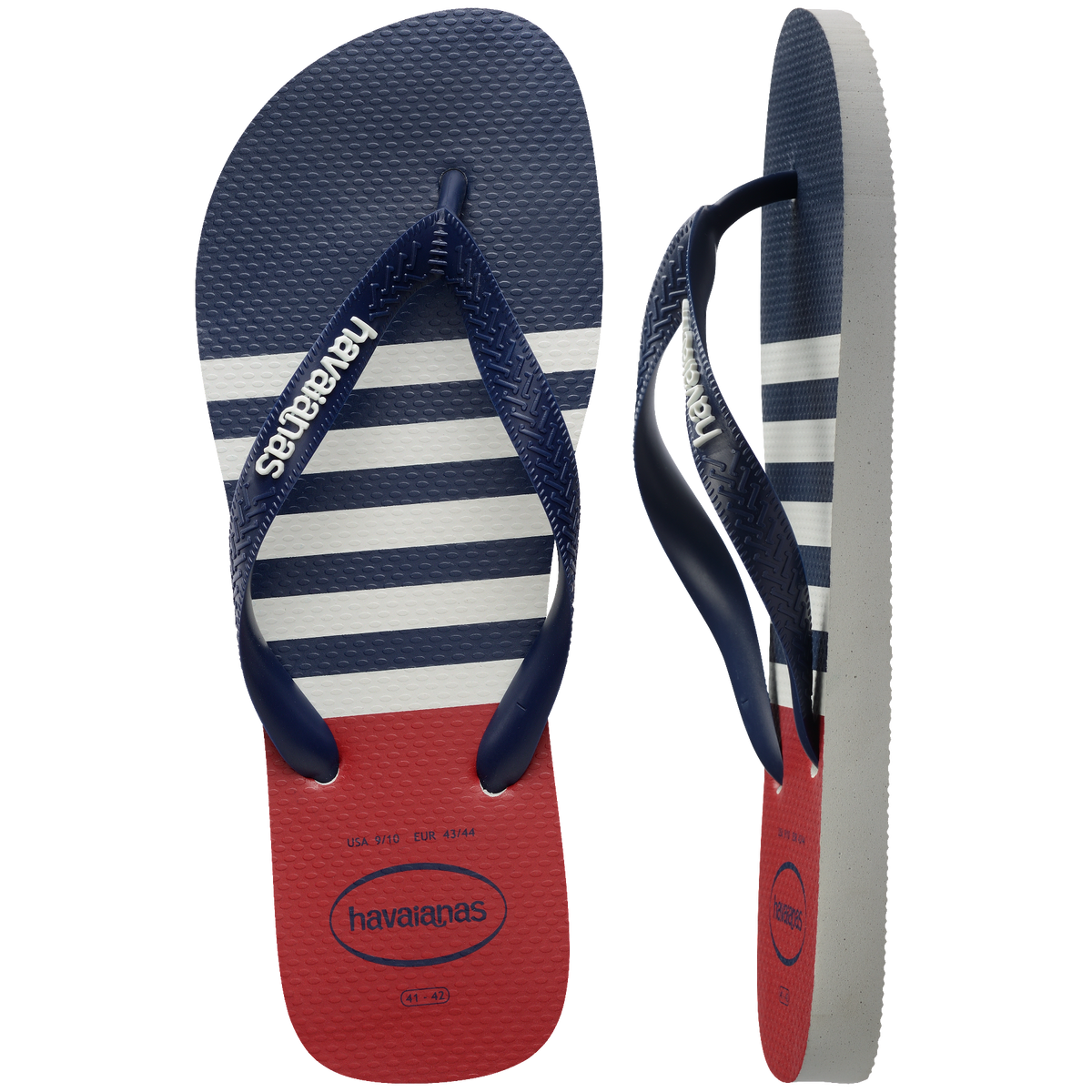 Men's Top Nautical Flip Flops - White/Navy/Red Apache